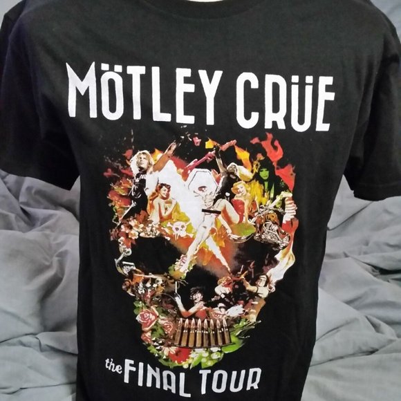 モトリークルー　final　TOUR　T Motley Crue The Final Tour Caricature Vintage T Shirt Men